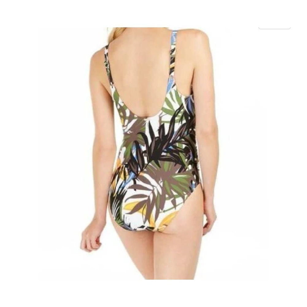 Calvin Klein Swimsuit 1pc One Piece Olive Multi Tropic Rainforest Women's Size 4 - Picture 4 of 7